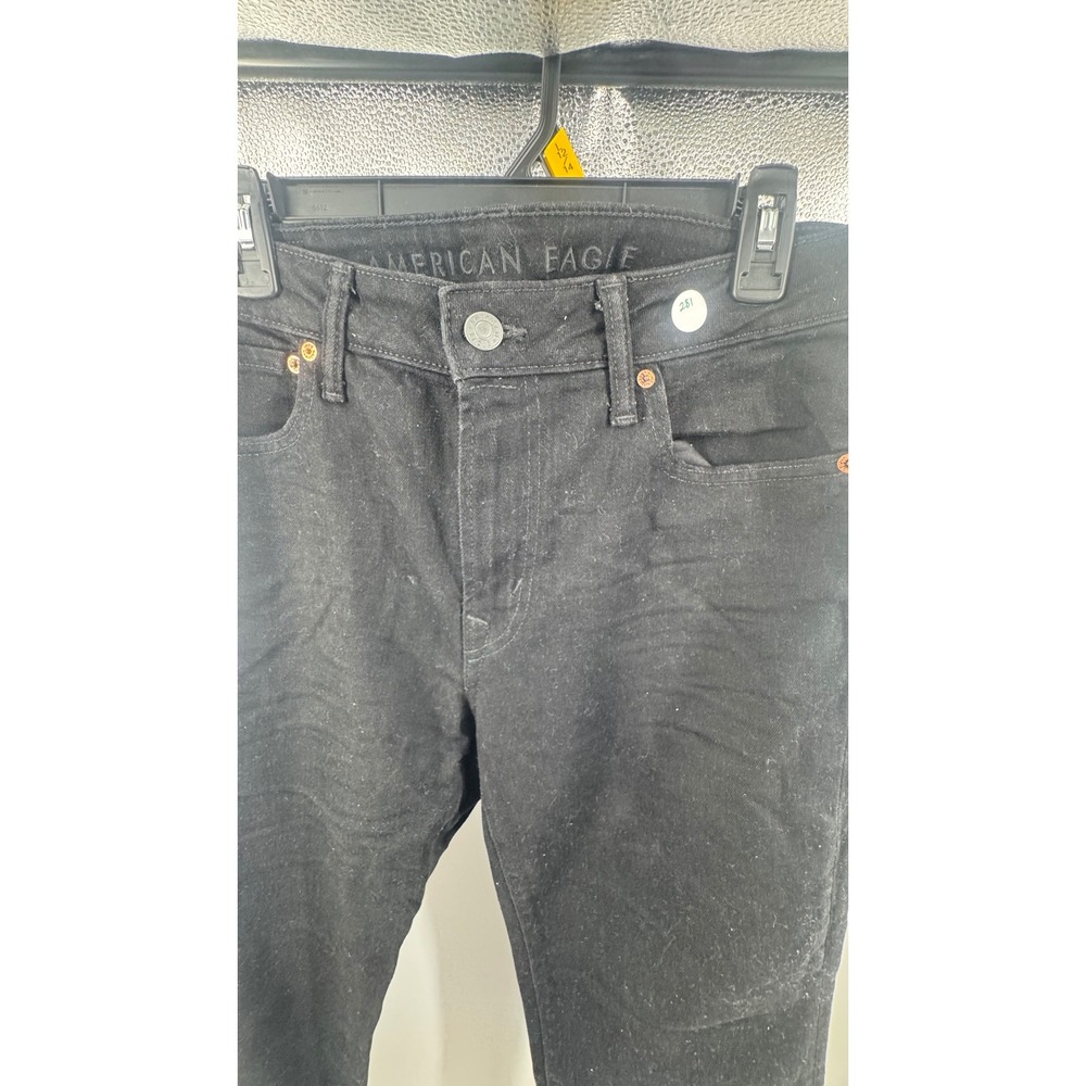 American Eagle Airflex+ Slim Straight Jeans Mens 32x34 Black Denim Pants - Picture 2 of 7